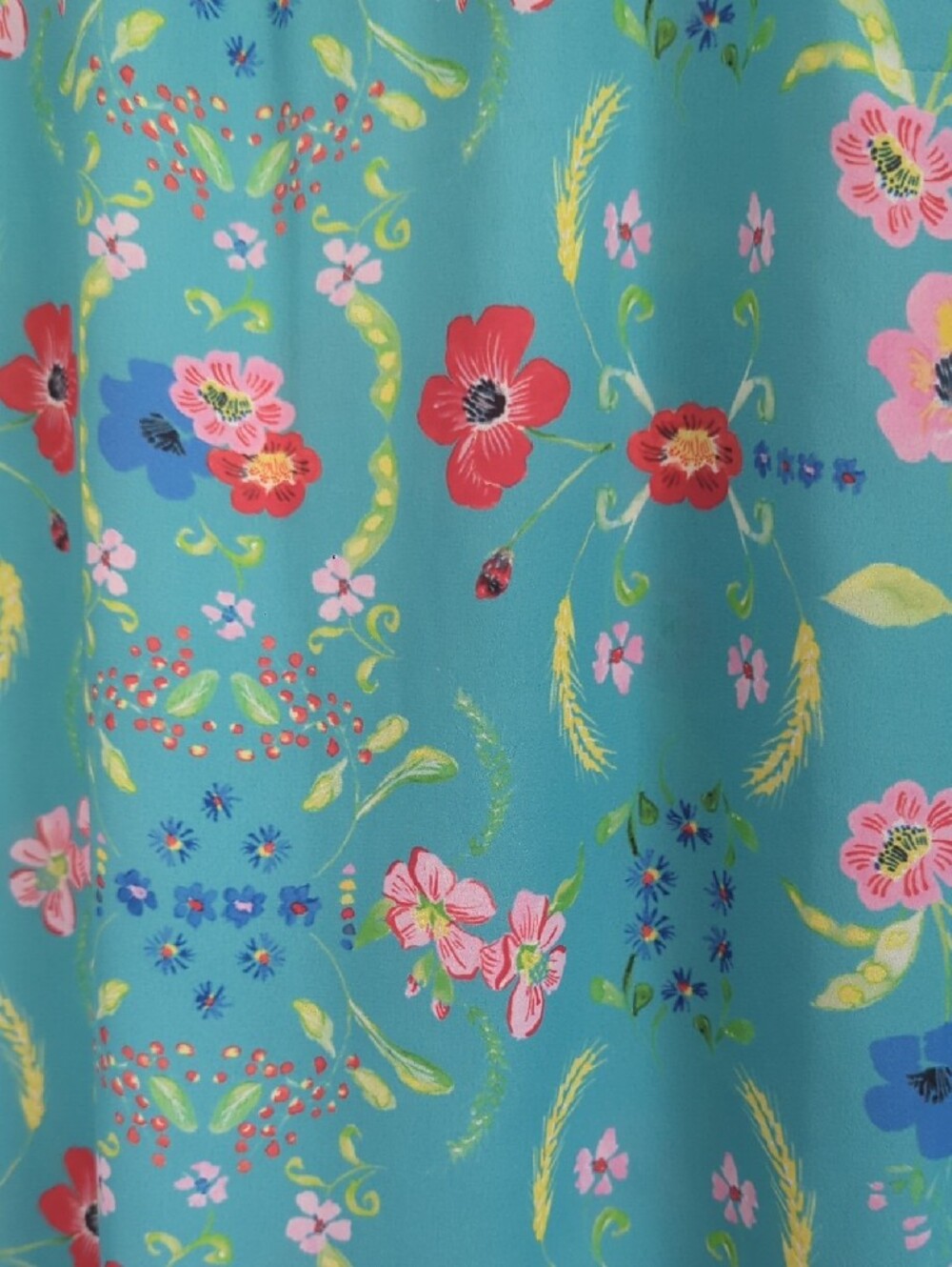 Modcloth Turquoise Floral Peter Pan Collar Blouse Cap Sleeves Size M - Picture 3 of 10